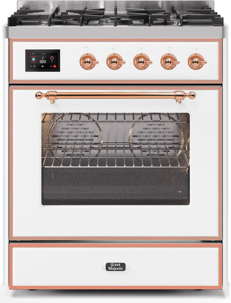 ILVE Majestic 30 Inch Dual Fuel Range Burner Top 5 Burners UM30DNE3WHPLP