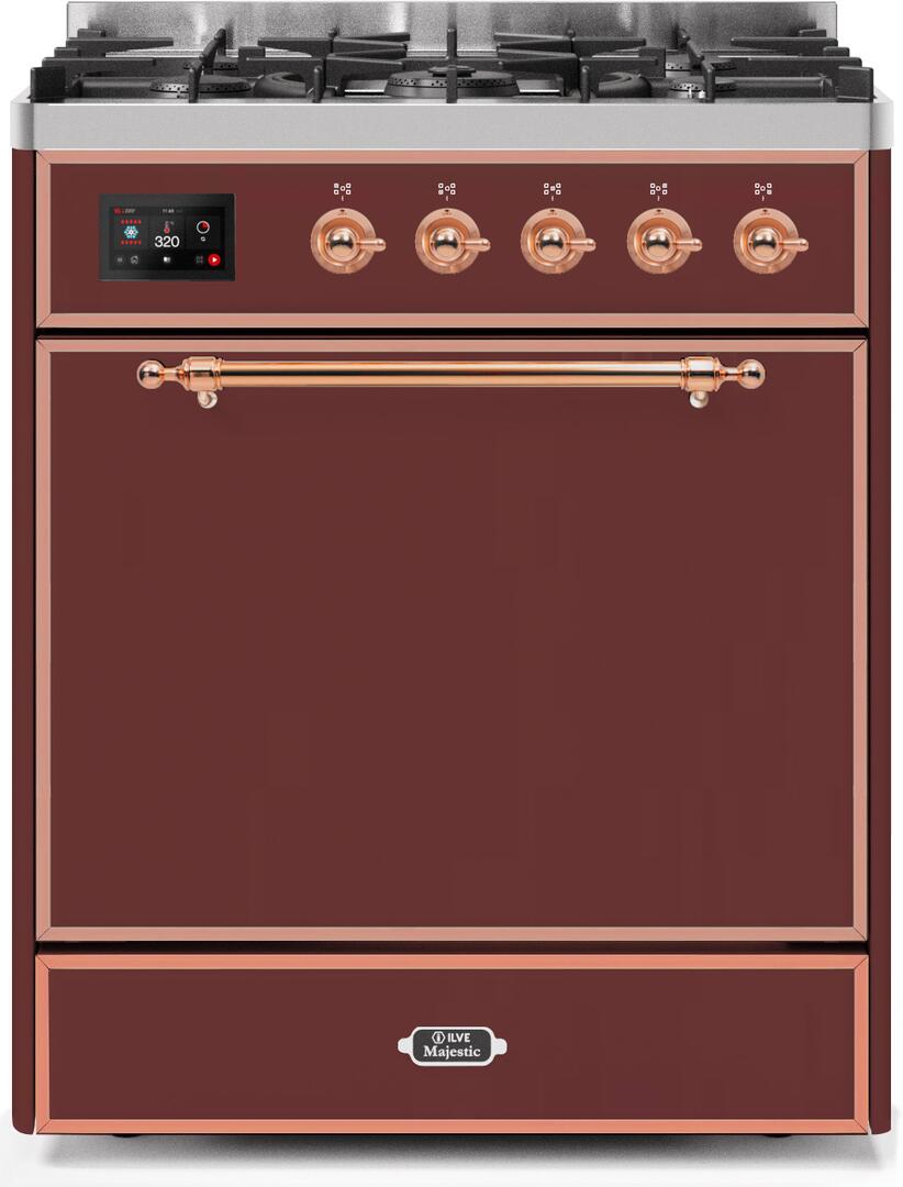 ILVE Majestic 30 Inch Dual Fuel Range Burner Top 5 Burners - UM30DQNE3
