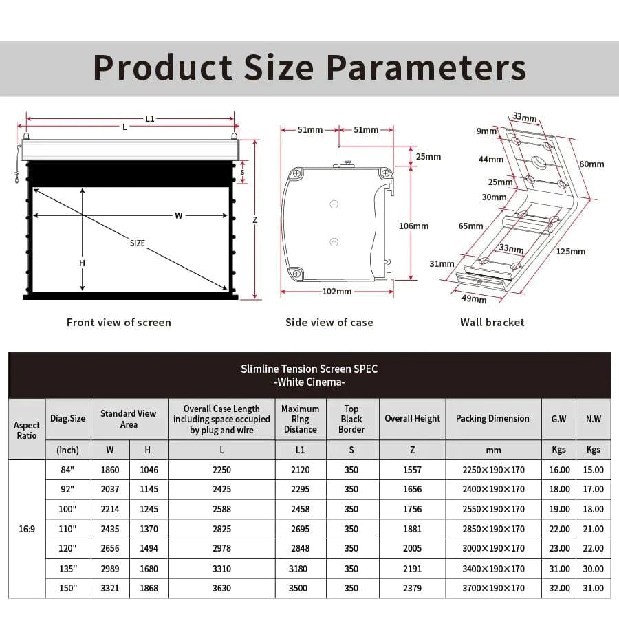 VIVIDSTORM White Cinema Projector Screen
