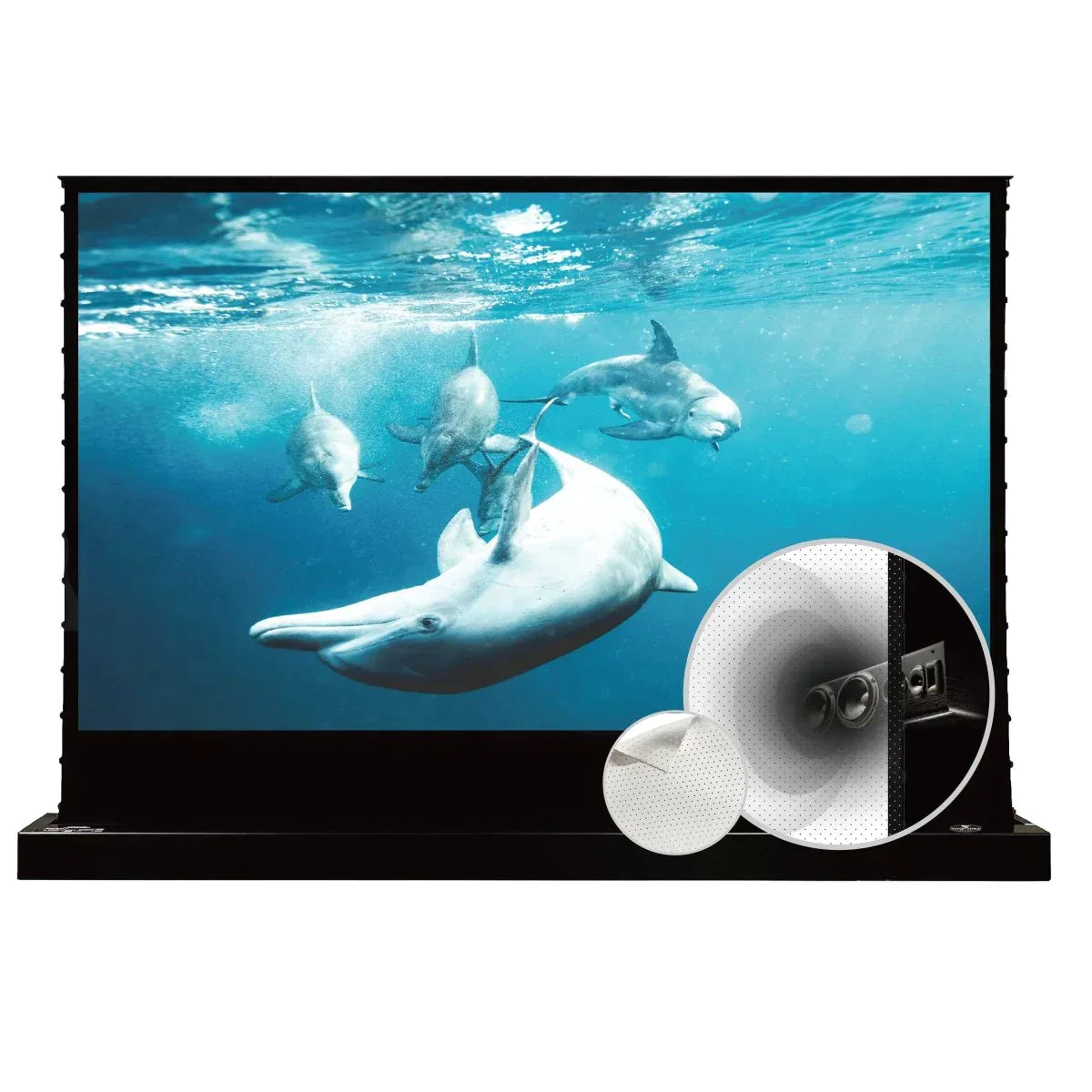 Vividstorm S White Cinema Perforated Motorized Tension Floor Rising Projector Screen