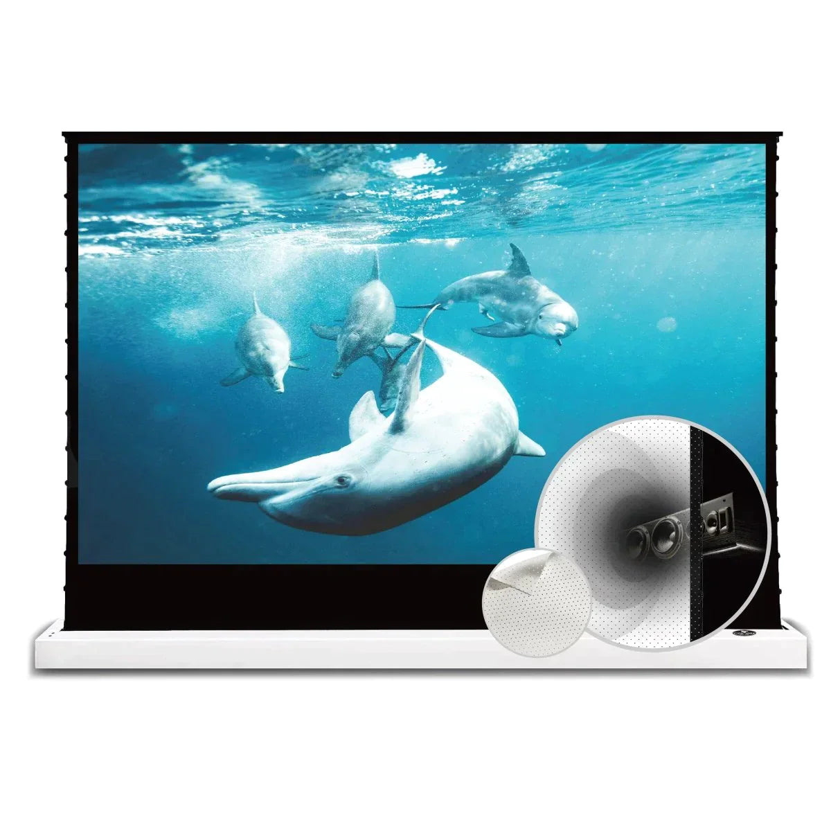 Vividstorm S White Cinema Perforated Motorized Tension Floor Rising Projector Screen