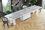 Maxima House Dining Set ALETA 11 pcs. modern gray/ white Dining Table with 4 self-starting leaves plus 10 chairs