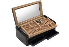 Prestige Imports 150 Ct. Jet Black High Gloss Humidor w/ Slide & Lock Dividers & Storage