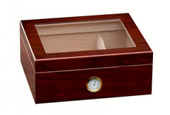 The Chalet Black or Cherry Glass Top Humidor by Prestige Import Group - 25-50 Cigar ct