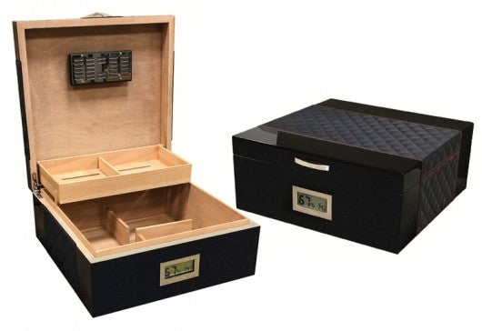 The Hampton Black Desktop Humidor by Prestige Imports - 200 Cigar ct.