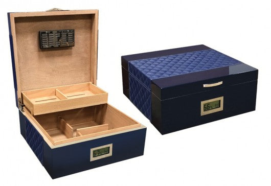 The Hampton Blue Desktop Humidor by Prestige Imports - 200 Cigar ct.