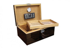 The Princeton Ebony or Bubinga Desktop Humidor by Prestige- 130 Cigar ct