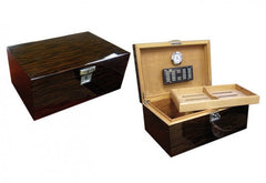 The Princeton Ebony or Bubinga Desktop Humidor by Prestige- 130 Cigar ct