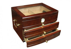 The Regent Glass Top Humidor with Drawers by Prestige Import Group - 75 Cigar ct