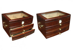 The Regent Glass Top Humidor with Drawers by Prestige Import Group - 75 Cigar ct