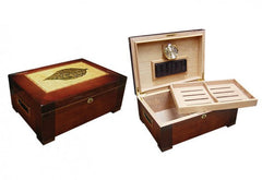 The Stetson Tobacco Leaf Inlay Humidor by Prestige Import Group - 150 Cigar ct