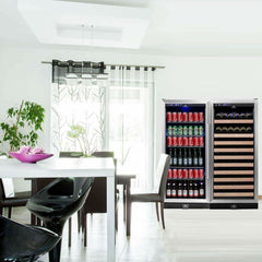 Kings Bottle 56" Upright Wine And Beverage Refrigerator Combo With Glass Door KBU100BW2-SS