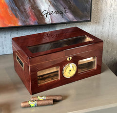 The Valencia High Gloss Cherry Humidor by Prestige Import Group - 120 Cigar ct