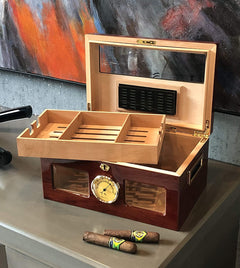 The Valencia High Gloss Cherry Humidor by Prestige Import Group - 120 Cigar ct